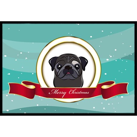 Carolines Treasures Black Pug Merry Christmas Indoor and Outdoor Mat- 18 x 27 in. BB1573MAT